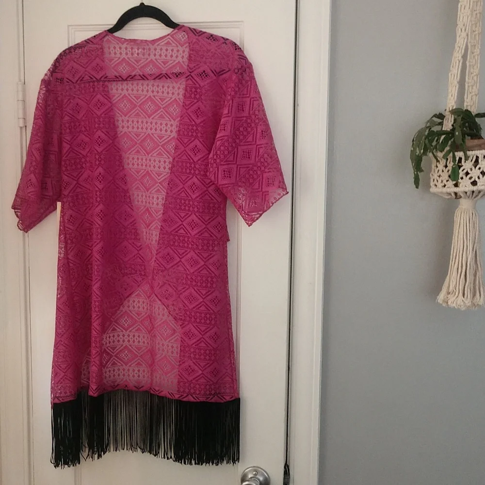 NWT Lularoe lace Kimono with fringe size Small - Picture 6 of 7